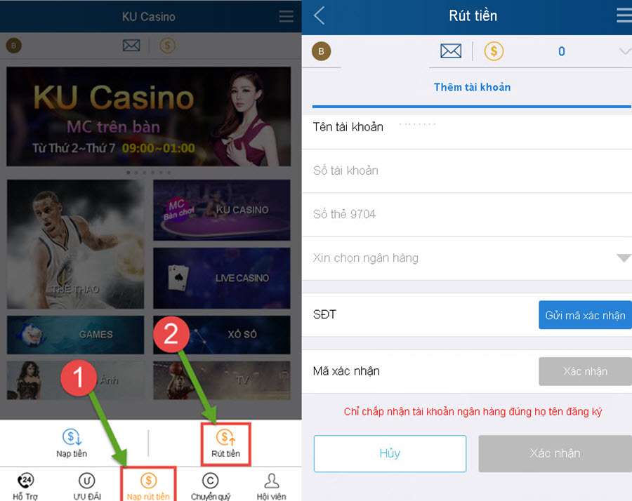 Rút tiền Ku11 nhanh chóng